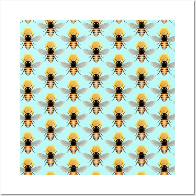 Honey Bees Pattern Wall Art by Designoholic